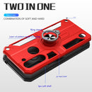 For Motorola Moto G8 Power Lite Carbon Fiber Pattern PC + TPU Protective Case with Ring Holder(Dark Blue)