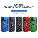 For Motorola Moto G8 Power Lite Carbon Fiber Pattern PC + TPU Protective Case with Ring Holder(Dark Blue)