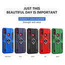 For Motorola Moto E6s (2020) Carbon Fiber Pattern PC + TPU Protective Case with Ring Holder(Sapphire Blue)