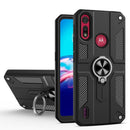 For Motorola Moto E6s (2020) Carbon Fiber Pattern PC + TPU Protective Case with Ring Holder(Black)