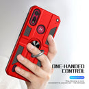 For Motorola Moto E6s (2020) Carbon Fiber Pattern PC + TPU Protective Case with Ring Holder(Red)