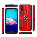 For Motorola Moto E6s (2020) Carbon Fiber Pattern PC + TPU Protective Case with Ring Holder(Dark Blue)