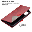 For Samsung Galaxy M32 Rhombus Texture Horizontal Flip Magnetic Leather Case with Holder & Card Slots(Red)