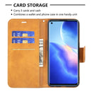 For OPPO Reno5 5G Retro Lambskin Texture Pure Color Horizontal Flip PU Leather Case with Holder & Card Slots & Wallet & Lanyard(Yellow)