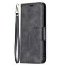 For OPPO Reno5 5G Retro Lambskin Texture Pure Color Horizontal Flip PU Leather Case with Holder & Card Slots & Wallet & Lanyard(Black)
