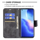 For OPPO Reno5 5G Retro Lambskin Texture Pure Color Horizontal Flip PU Leather Case with Holder & Card Slots & Wallet & Lanyard(Black)