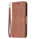 For OPPO Reno5 5G Retro Lambskin Texture Pure Color Horizontal Flip PU Leather Case with Holder & Card Slots & Wallet & Lanyard(Brown)