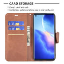 For OPPO Reno5 5G Retro Lambskin Texture Pure Color Horizontal Flip PU Leather Case with Holder & Card Slots & Wallet & Lanyard(Brown)