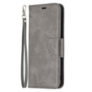 For OPPO Reno5 5G Retro Lambskin Texture Pure Color Horizontal Flip PU Leather Case with Holder & Card Slots & Wallet & Lanyard(Grey)