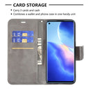 For OPPO Reno5 5G Retro Lambskin Texture Pure Color Horizontal Flip PU Leather Case with Holder & Card Slots & Wallet & Lanyard(Grey)