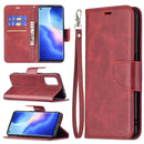 For OPPO Reno5 5G Retro Lambskin Texture Pure Color Horizontal Flip PU Leather Case with Holder & Card Slots & Wallet & Lanyard(Red)