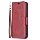 For OPPO Reno5 5G Retro Lambskin Texture Pure Color Horizontal Flip PU Leather Case with Holder & Card Slots & Wallet & Lanyard(Red)