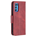 For OPPO Reno5 5G Retro Lambskin Texture Pure Color Horizontal Flip PU Leather Case with Holder & Card Slots & Wallet & Lanyard(Red)