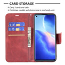 For OPPO Reno5 5G Retro Lambskin Texture Pure Color Horizontal Flip PU Leather Case with Holder & Card Slots & Wallet & Lanyard(Red)