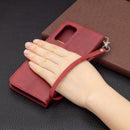 For OPPO Reno5 5G Retro Lambskin Texture Pure Color Horizontal Flip PU Leather Case with Holder & Card Slots & Wallet & Lanyard(Red)