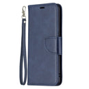 For OPPO Reno5 5G Retro Lambskin Texture Pure Color Horizontal Flip PU Leather Case with Holder & Card Slots & Wallet & Lanyard(Blue)