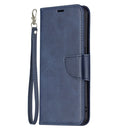 For OPPO Reno6 5G Retro Lambskin Texture Pure Color Horizontal Flip PU Leather Case with Holder & Card Slots & Wallet & Lanyard(Blue)