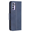 For OPPO Reno6 5G Retro Lambskin Texture Pure Color Horizontal Flip PU Leather Case with Holder & Card Slots & Wallet & Lanyard(Blue)
