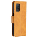 For OPPO Realme 8 5G/Realme V13 5G Retro Lambskin Texture Pure Color Horizontal Flip PU Leather Case with Holder & Card Slots & Wallet & Lanyard(Yellow)