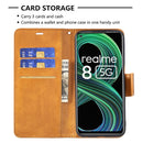 For OPPO Realme 8 5G/Realme V13 5G Retro Lambskin Texture Pure Color Horizontal Flip PU Leather Case with Holder & Card Slots & Wallet & Lanyard(Yellow)
