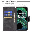 For OPPO Realme 8 5G/Realme V13 5G Retro Lambskin Texture Pure Color Horizontal Flip PU Leather Case with Holder & Card Slots & Wallet & Lanyard(Black)