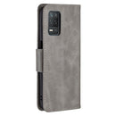 For OPPO Realme 8 5G/Realme V13 5G Retro Lambskin Texture Pure Color Horizontal Flip PU Leather Case with Holder & Card Slots & Wallet & Lanyard(Grey)