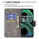 For OPPO Realme 8 5G/Realme V13 5G Retro Lambskin Texture Pure Color Horizontal Flip PU Leather Case with Holder & Card Slots & Wallet & Lanyard(Grey)