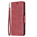 For OPPO Realme 8 5G/Realme V13 5G Retro Lambskin Texture Pure Color Horizontal Flip PU Leather Case with Holder & Card Slots & Wallet & Lanyard(Red)