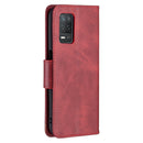 For OPPO Realme 8 5G/Realme V13 5G Retro Lambskin Texture Pure Color Horizontal Flip PU Leather Case with Holder & Card Slots & Wallet & Lanyard(Red)