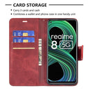 For OPPO Realme 8 5G/Realme V13 5G Retro Lambskin Texture Pure Color Horizontal Flip PU Leather Case with Holder & Card Slots & Wallet & Lanyard(Red)