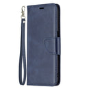 For OPPO Realme 8 5G/Realme V13 5G Retro Lambskin Texture Pure Color Horizontal Flip PU Leather Case with Holder & Card Slots & Wallet & Lanyard(Blue)