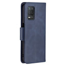 For OPPO Realme 8 5G/Realme V13 5G Retro Lambskin Texture Pure Color Horizontal Flip PU Leather Case with Holder & Card Slots & Wallet & Lanyard(Blue)
