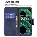 For OPPO Realme 8 5G/Realme V13 5G Retro Lambskin Texture Pure Color Horizontal Flip PU Leather Case with Holder & Card Slots & Wallet & Lanyard(Blue)
