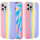 Rainbow Liquid Silicone Shockproof Full Coverage Protective Case For iPhone 13(Pink)