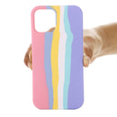 Rainbow Liquid Silicone Shockproof Full Coverage Protective Case For iPhone 13(Pink)