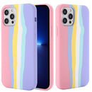 Rainbow Liquid Silicone Shockproof Full Coverage Protective Case For iPhone 13 Pro Max(Pink)