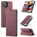 CaseMe-013 Multifunctional Retro Frosted Horizontal Flip Leather Case with Card Slot & Holder & Wallet For iPhone 13 mini(Wine Red)