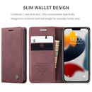 CaseMe-013 Multifunctional Retro Frosted Horizontal Flip Leather Case with Card Slot & Holder & Wallet For iPhone 13 mini(Wine Red)