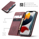 CaseMe-013 Multifunctional Retro Frosted Horizontal Flip Leather Case with Card Slot & Holder & Wallet For iPhone 13 mini(Wine Red)