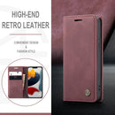 CaseMe-013 Multifunctional Retro Frosted Horizontal Flip Leather Case with Card Slot & Holder & Wallet For iPhone 13 mini(Wine Red)