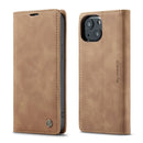 CaseMe-013 Multifunctional Retro Frosted Horizontal Flip Leather Case with Card Slot & Holder & Wallet For iPhone 13 mini(Brown)