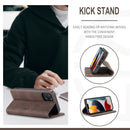 CaseMe-013 Multifunctional Retro Frosted Horizontal Flip Leather Case with Card Slot & Holder & Wallet For iPhone 13(Coffee)