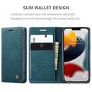 CaseMe-013 Multifunctional Retro Frosted Horizontal Flip Leather Case with Card Slot & Holder & Wallet For iPhone 13(Blue)