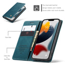CaseMe-013 Multifunctional Retro Frosted Horizontal Flip Leather Case with Card Slot & Holder & Wallet For iPhone 13(Blue)