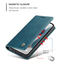 CaseMe-013 Multifunctional Retro Frosted Horizontal Flip Leather Case with Card Slot & Holder & Wallet For iPhone 13(Blue)