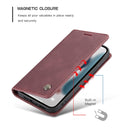 CaseMe-013 Multifunctional Retro Frosted Horizontal Flip Leather Case with Card Slot & Holder & Wallet For iPhone 13(Wine Red)