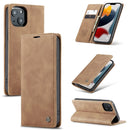 CaseMe-013 Multifunctional Retro Frosted Horizontal Flip Leather Case with Card Slot & Holder & Wallet For iPhone 13(Brown)