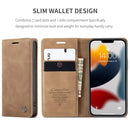 CaseMe-013 Multifunctional Retro Frosted Horizontal Flip Leather Case with Card Slot & Holder & Wallet For iPhone 13(Brown)