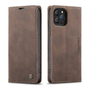 CaseMe-013 Multifunctional Retro Frosted Horizontal Flip Leather Case with Card Slot & Holder & Wallet For iPhone 13 Pro(Coffee)