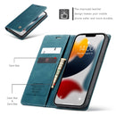 CaseMe-013 Multifunctional Retro Frosted Horizontal Flip Leather Case with Card Slot & Holder & Wallet For iPhone 13 Pro(Blue)